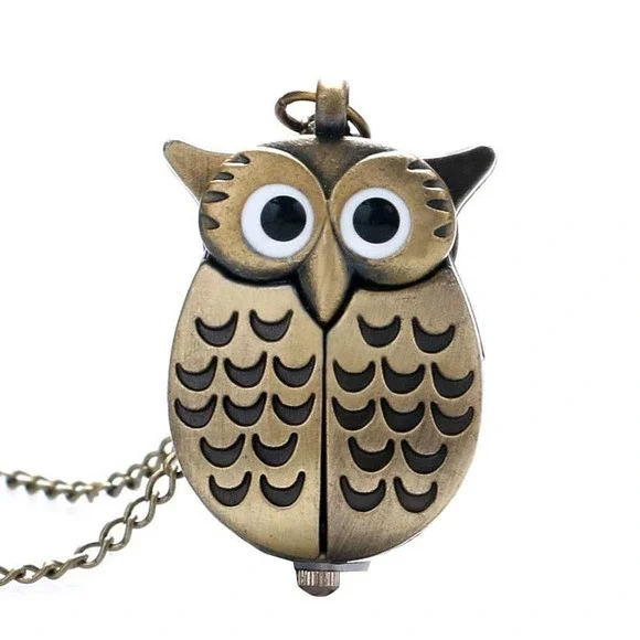 Owl Watch Pendant NEW Bronze Metal Pocket Watch Necklace - Picture 8 of 13